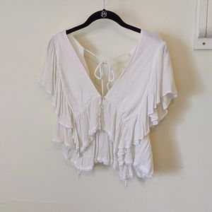 Free People white boho flowy crop top small